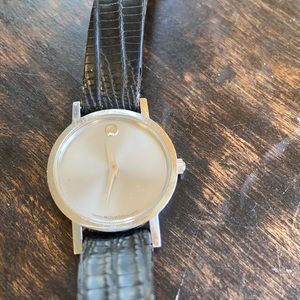 Movado silver faced museum watch